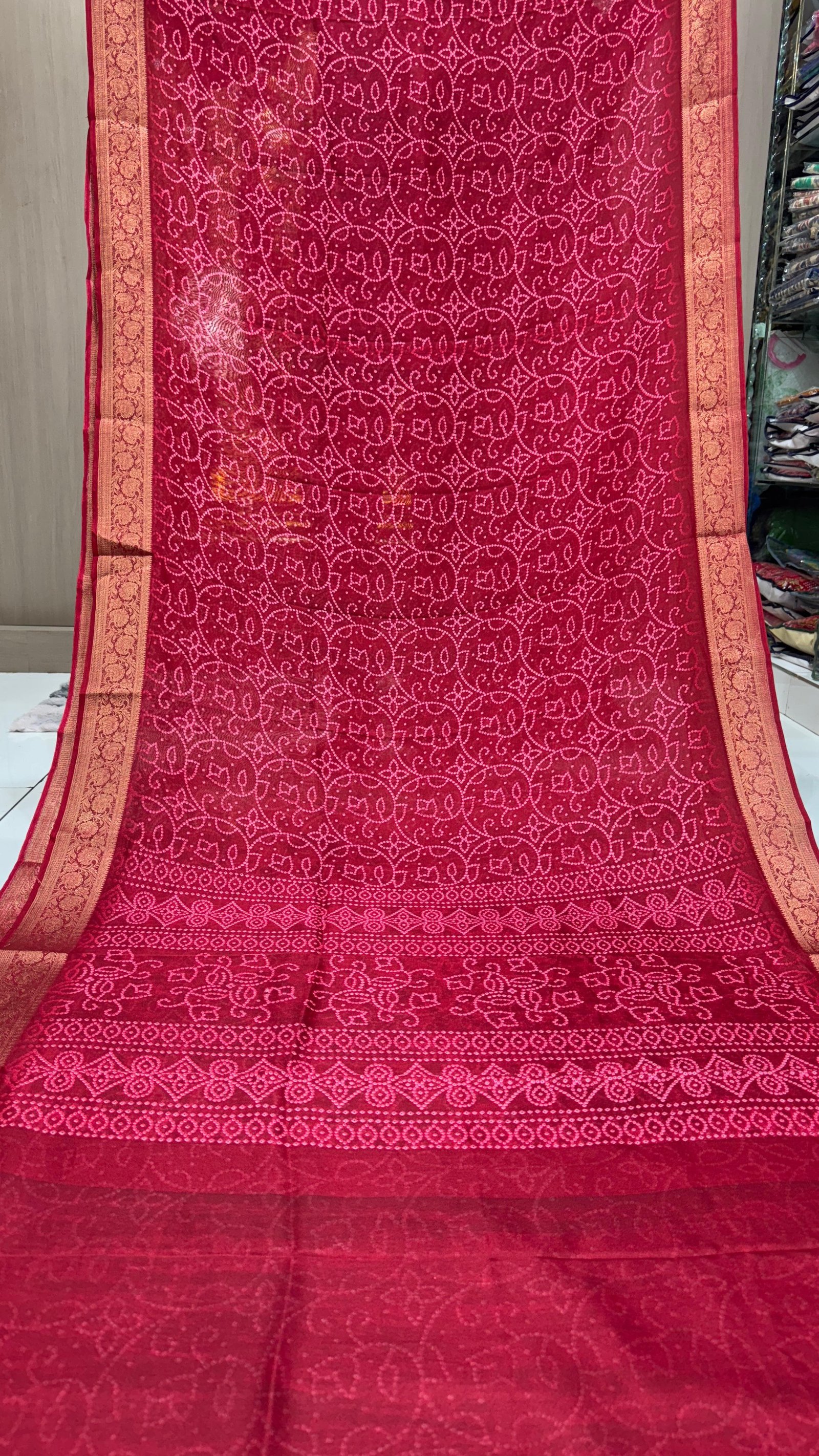 Shikakari Moss Chiffon Bandhani Saree image 6