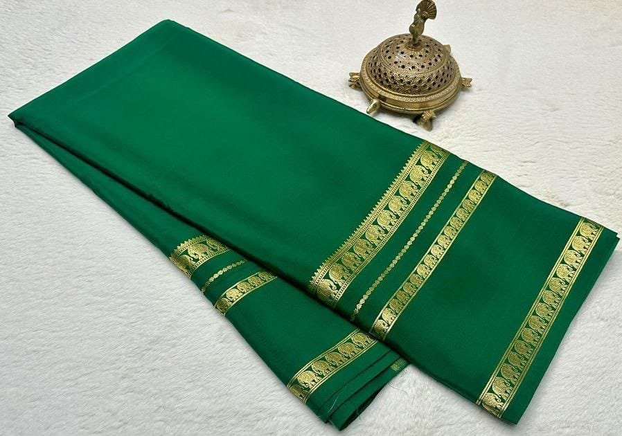 Semi Crepe Mysore Silk Sarees image 2