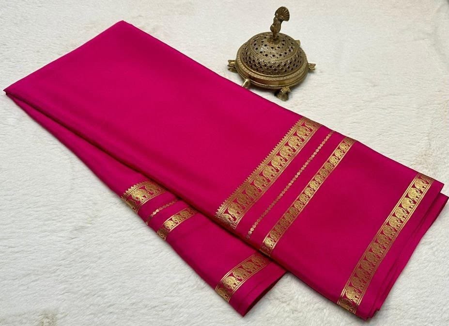 Semi Crepe Mysore Silk Sarees image 5