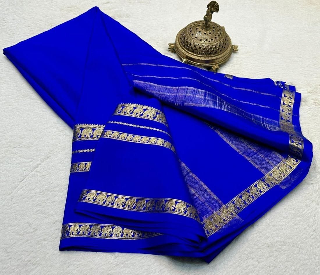 Semi Crepe Mysore Silk Sarees image 10