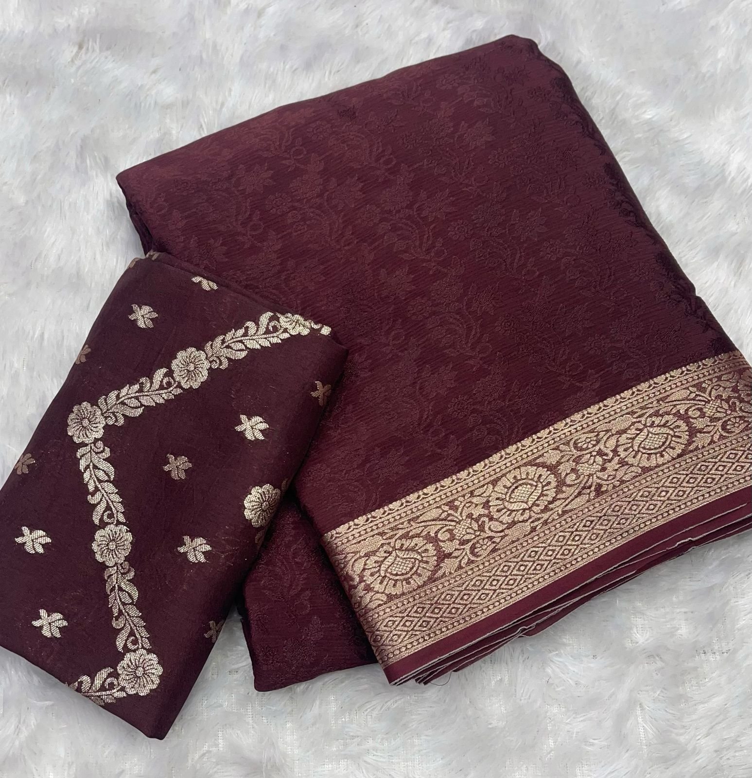Viscose chinon weaving saree