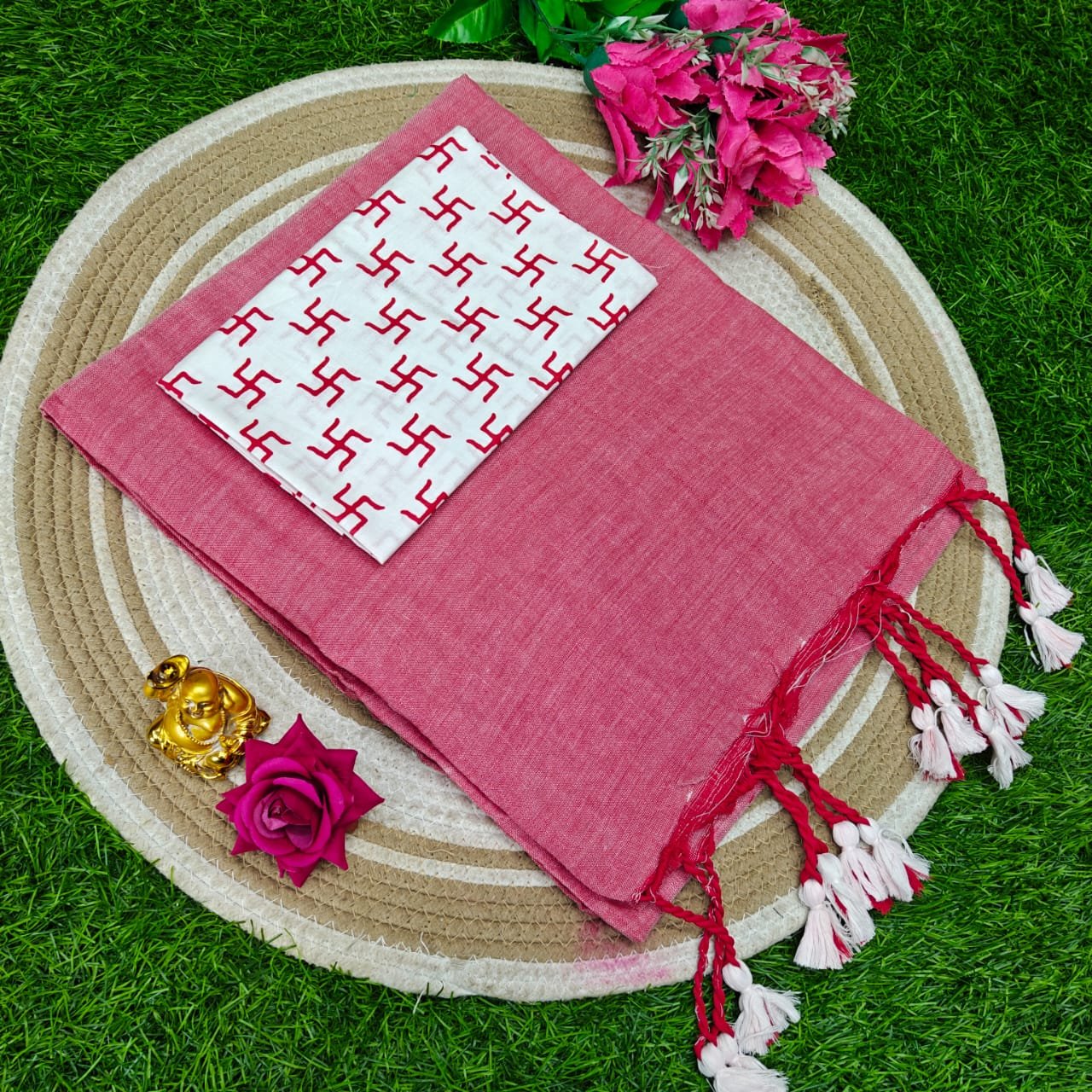 Khadi Cotton Saree 120 Count Premium Quality With Kalamkari Blouse image 17