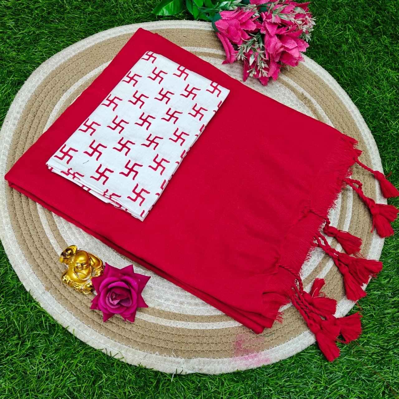 Khadi cotton Saree with Kalamkari Blouse image 14