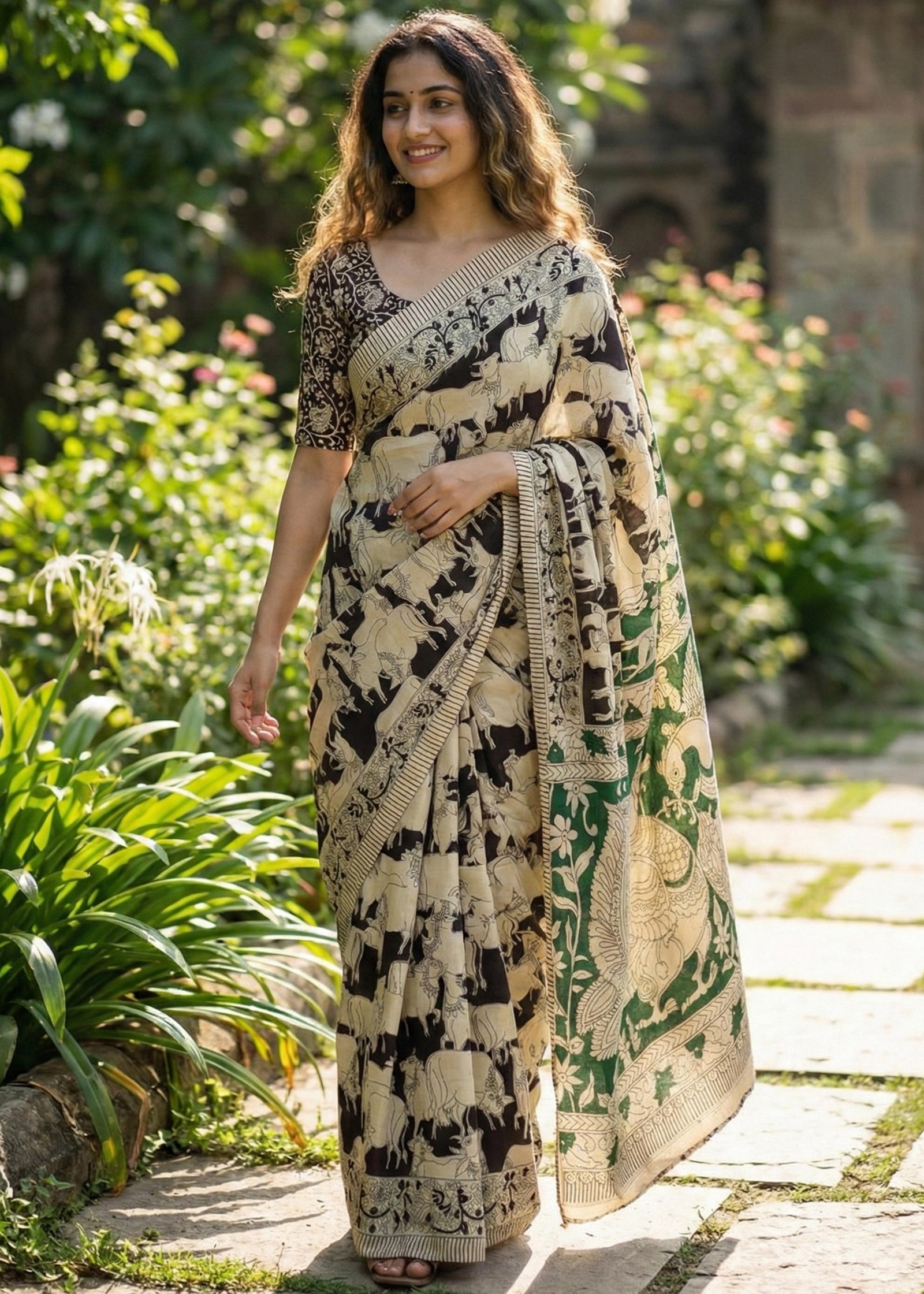Hand Block Print Sarees Pure Mul Mul image 2