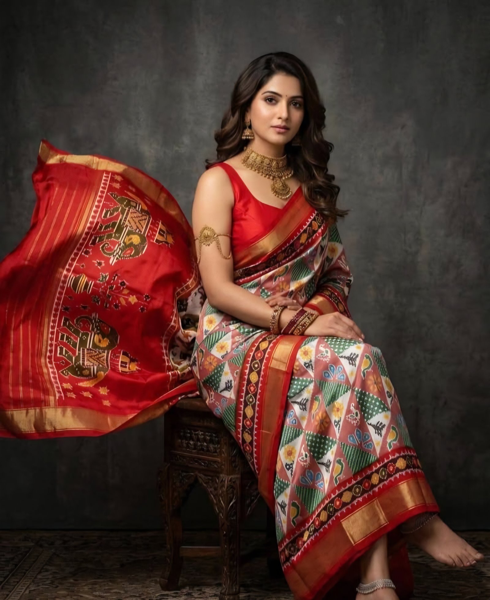 Exclusive Double weaving Ikkat printed Sarees image 9