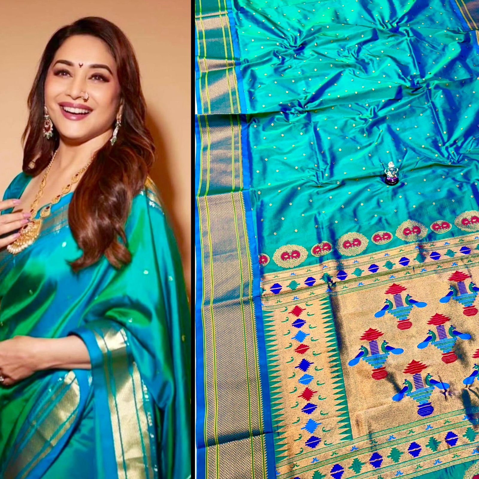 4 Colour Pallu Kalanjali Paithani image 6