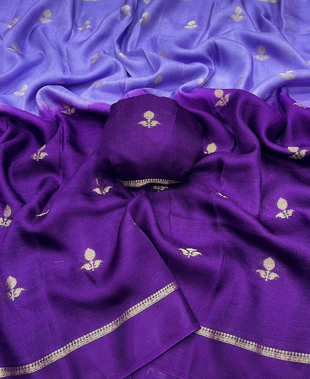 Pure soft Viscose Khadi silk fabric with satin border image 17
