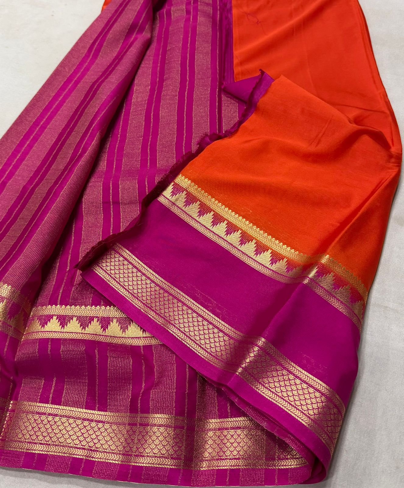 Pure soft Viscose Khadi silk fabric with satin border- image 6