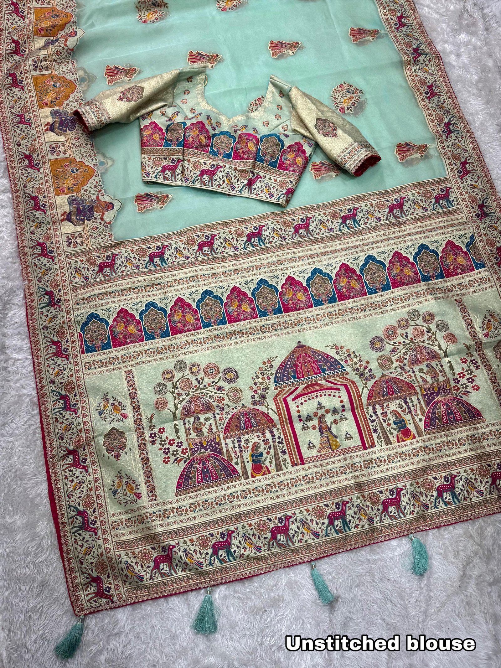 Pure organza jaquard saree image 2
