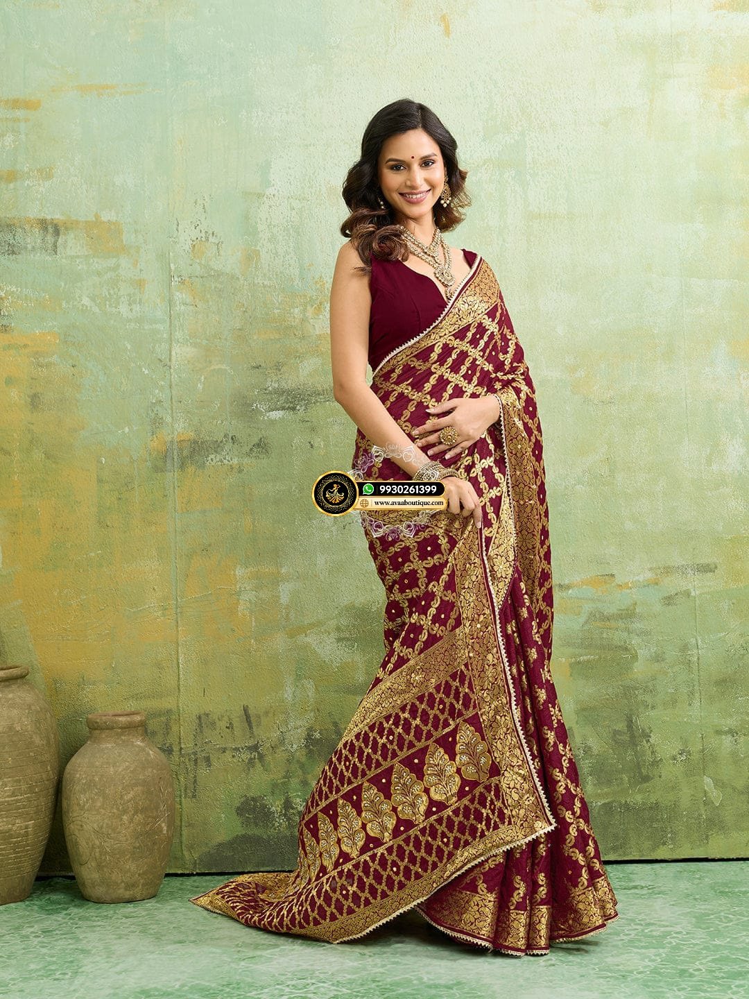 Banarasi Silk With Heavy Zari Work Saree with Handwork (single color)