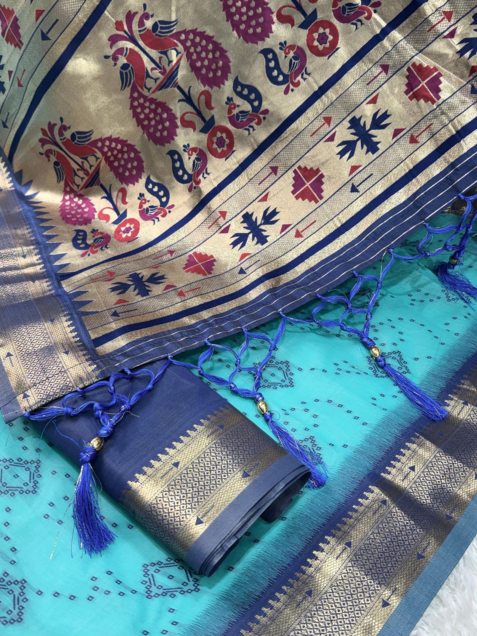 Soft Pure Cotton Sarees with latkan image 4