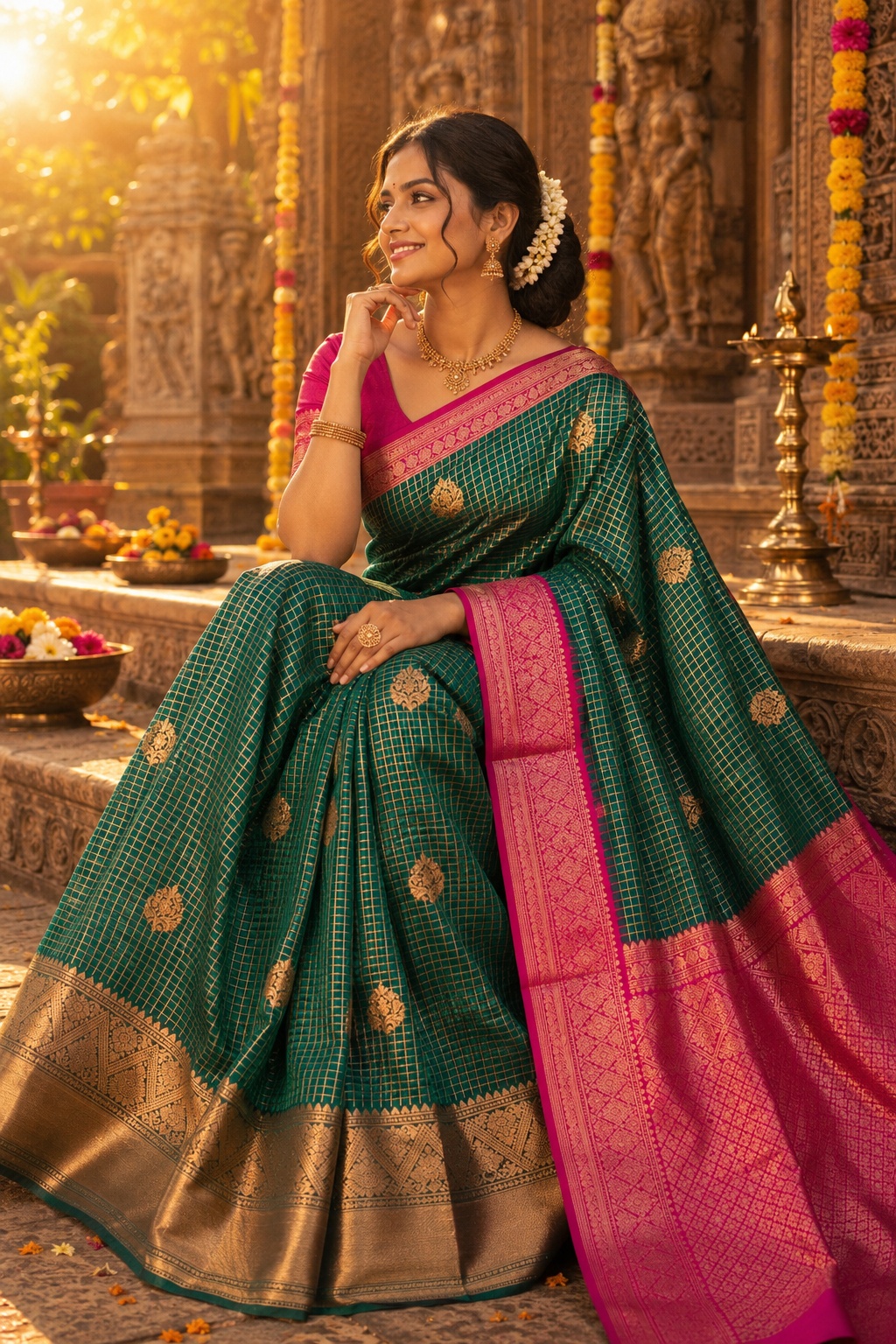 Korvai Kanchi Semi Silk Sarees