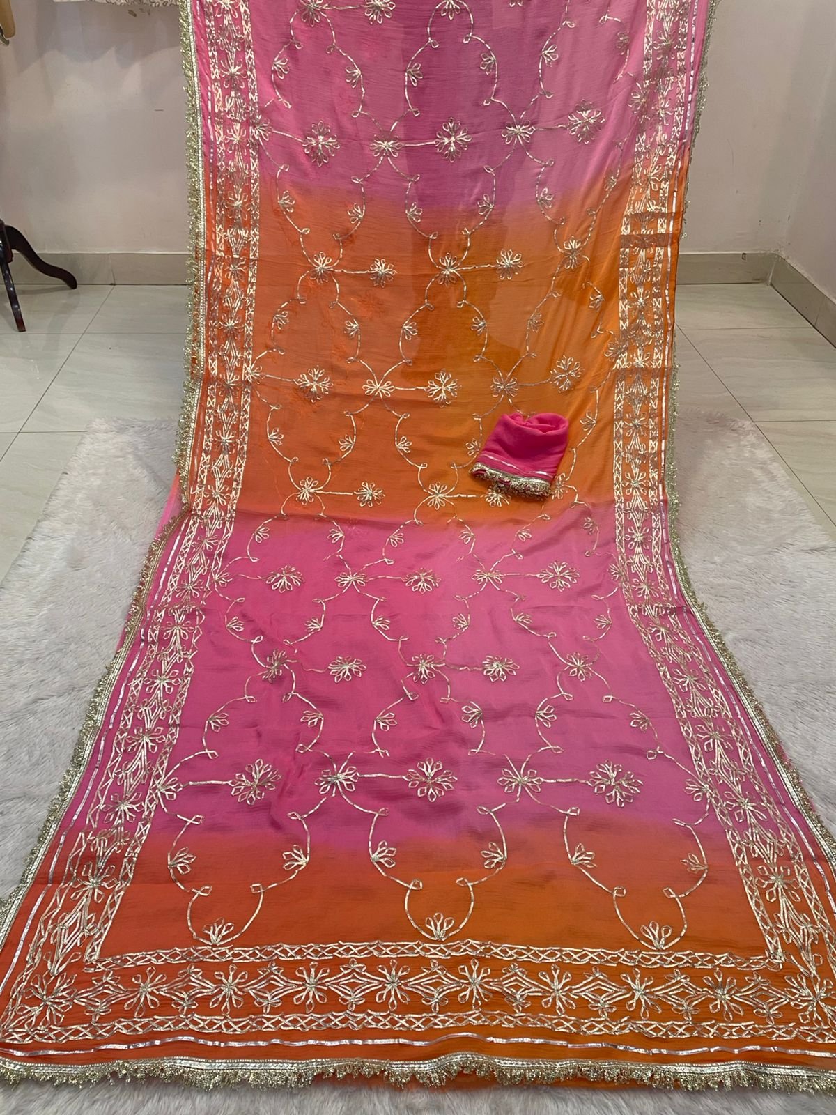 Half Pure Chiffon Saree image 6