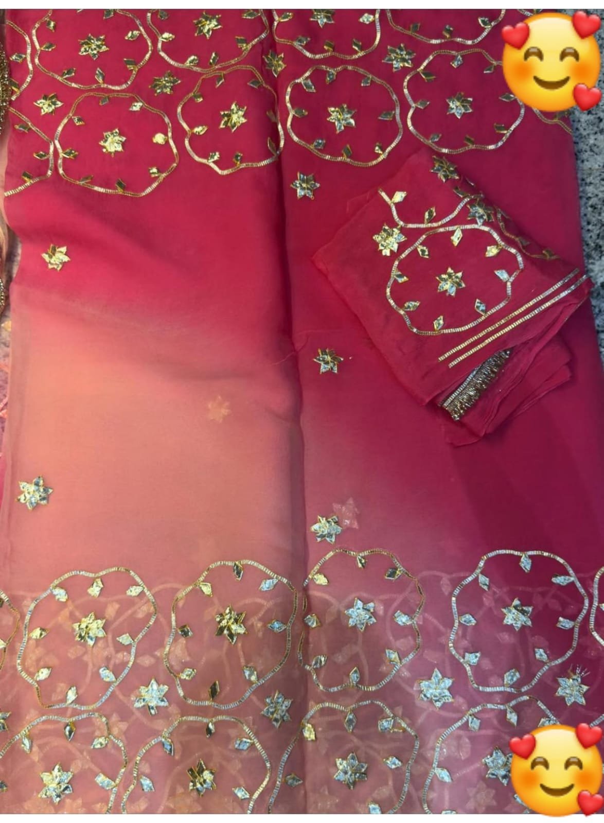 Half Pure Chiffon Saree With Gota Work image 2