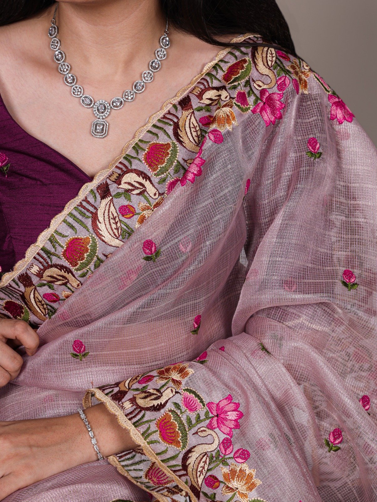14 Kota Doria Zari Tissue Saree image 9