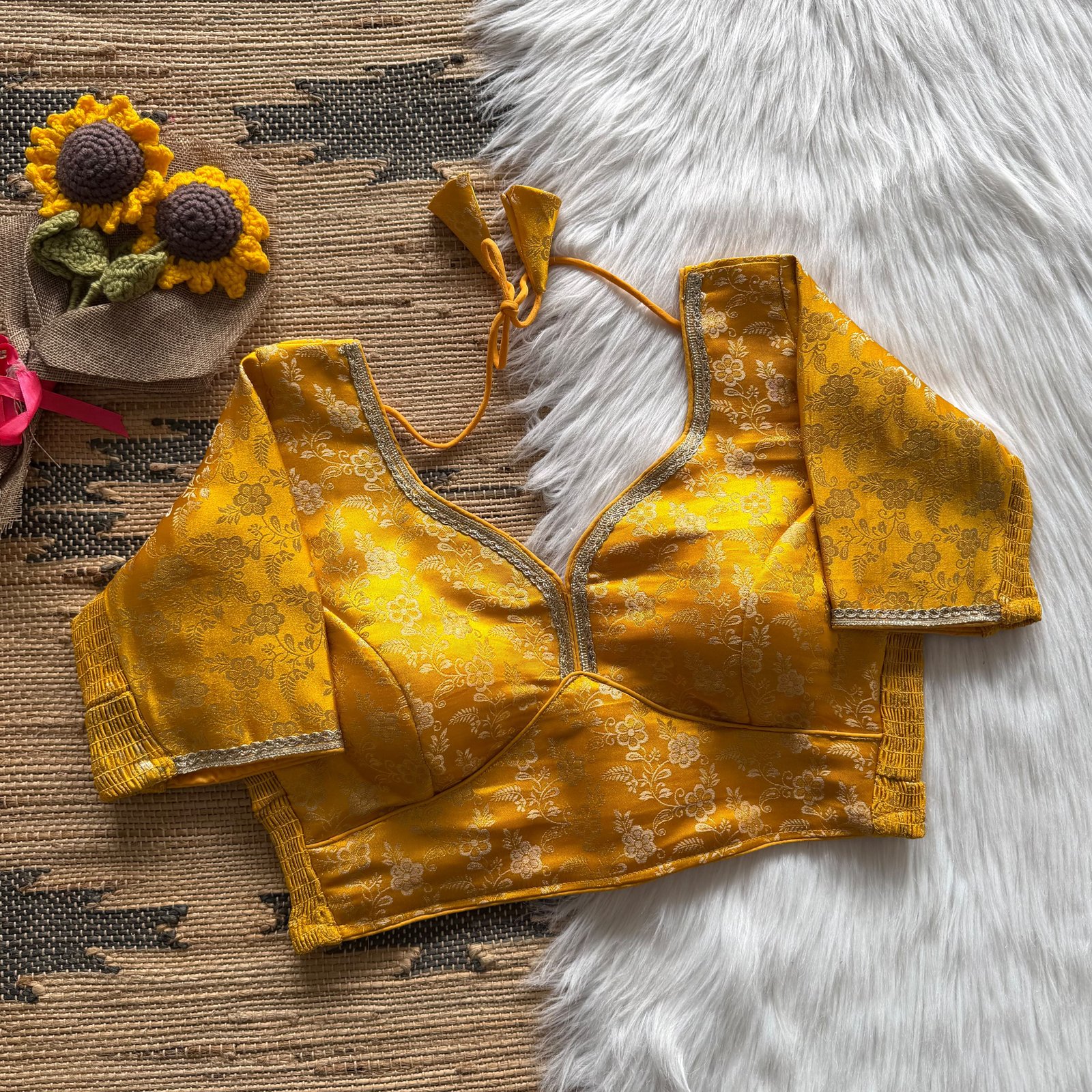 Side elastic banarasi blouse image 4