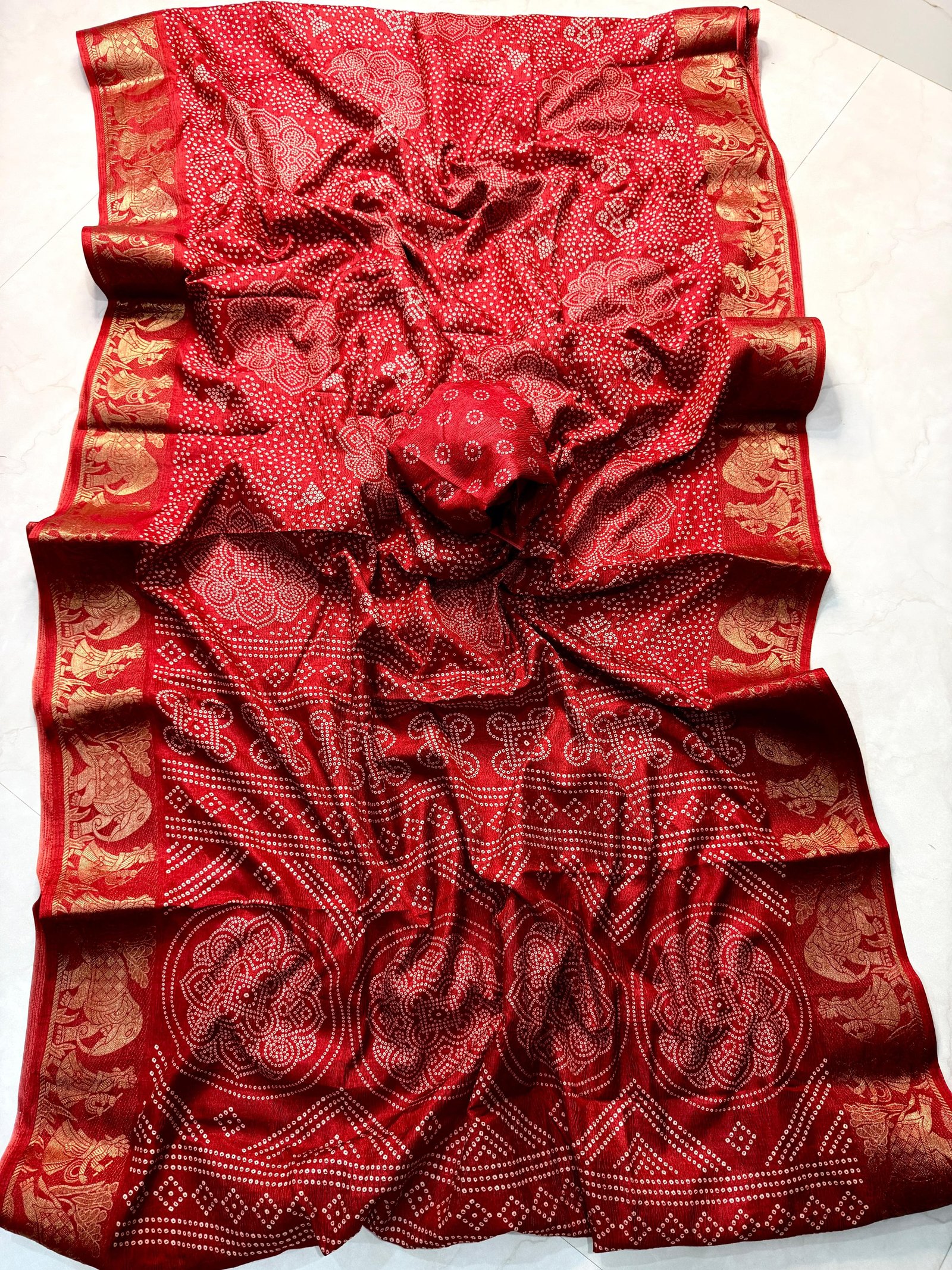 Crush Dola Silk Bandhej Saree image 14