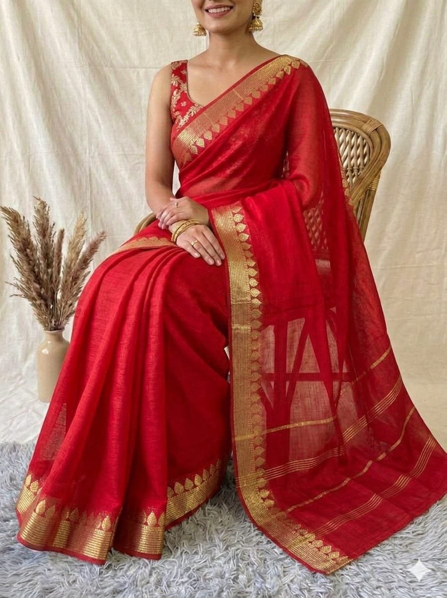 Pure Chinon chiffon zari weaving border sarees image 5