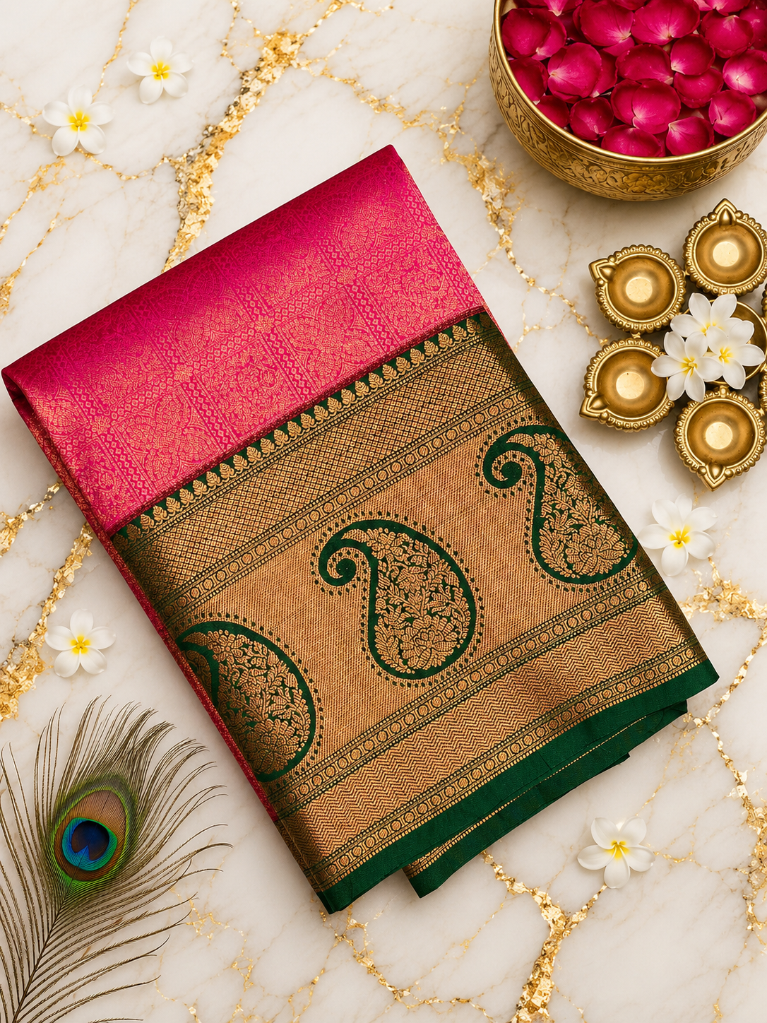 Bridal kanjivaram Semi SIlk Saree image 17