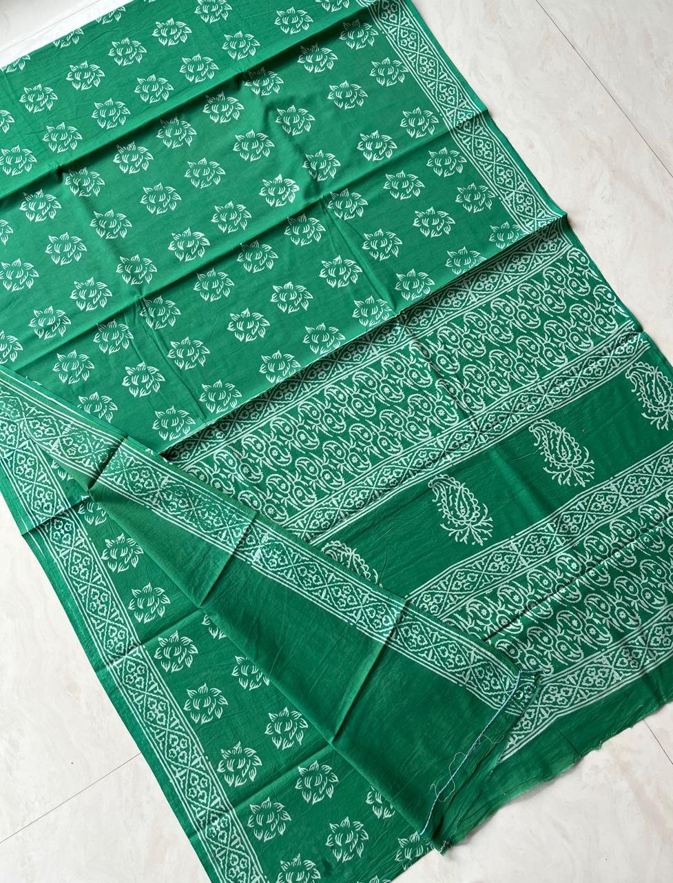Hand Block Printed Cotton Mul Sarees image 3