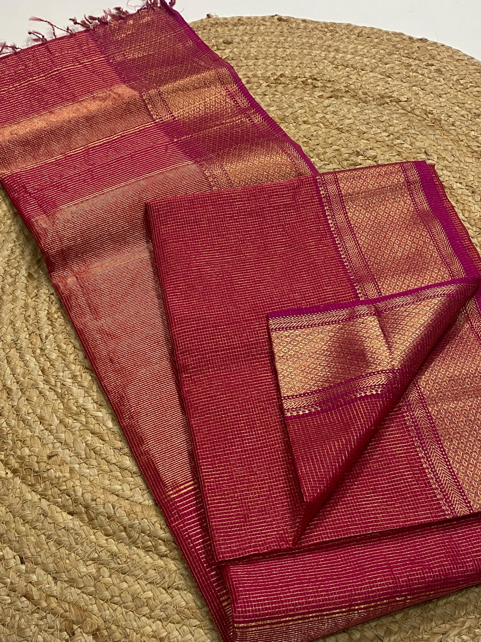 Pure Maheshwari Handloom Saree with Chand Design image 4