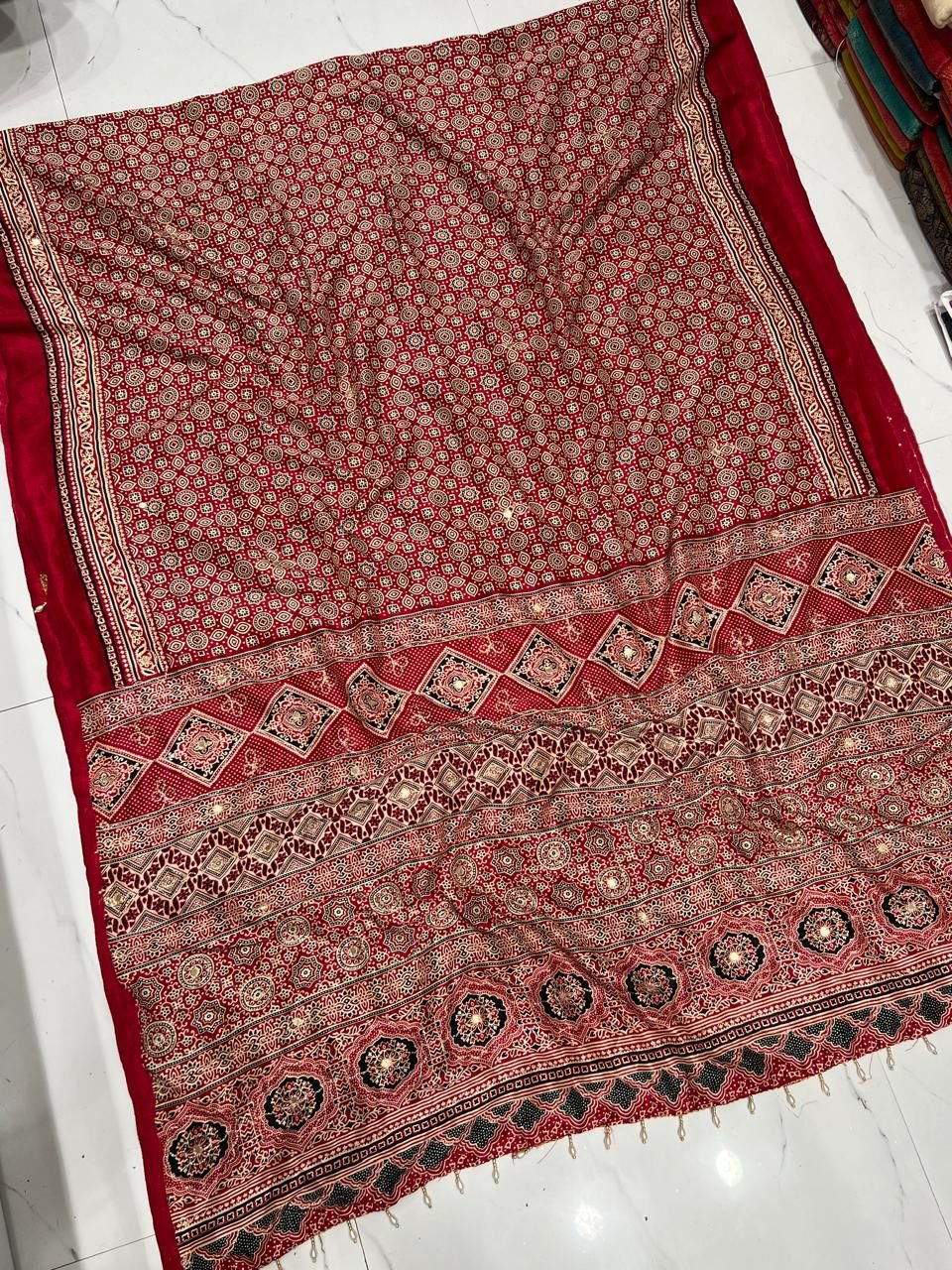Badam Butto & Ajrakh Design Saree image 7