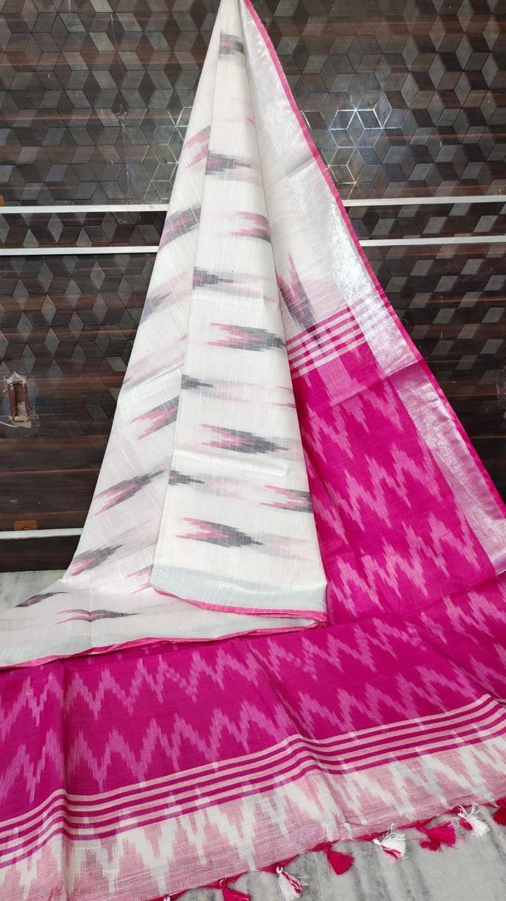 Pure linen Ikkat Sarees image 15