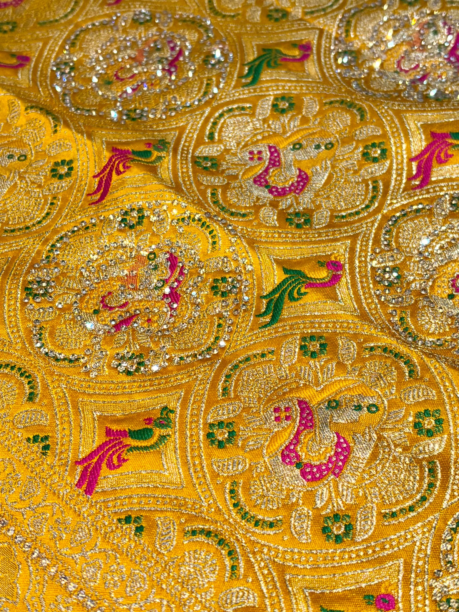Bridal Yellow Jarkan Work Sarees image 6