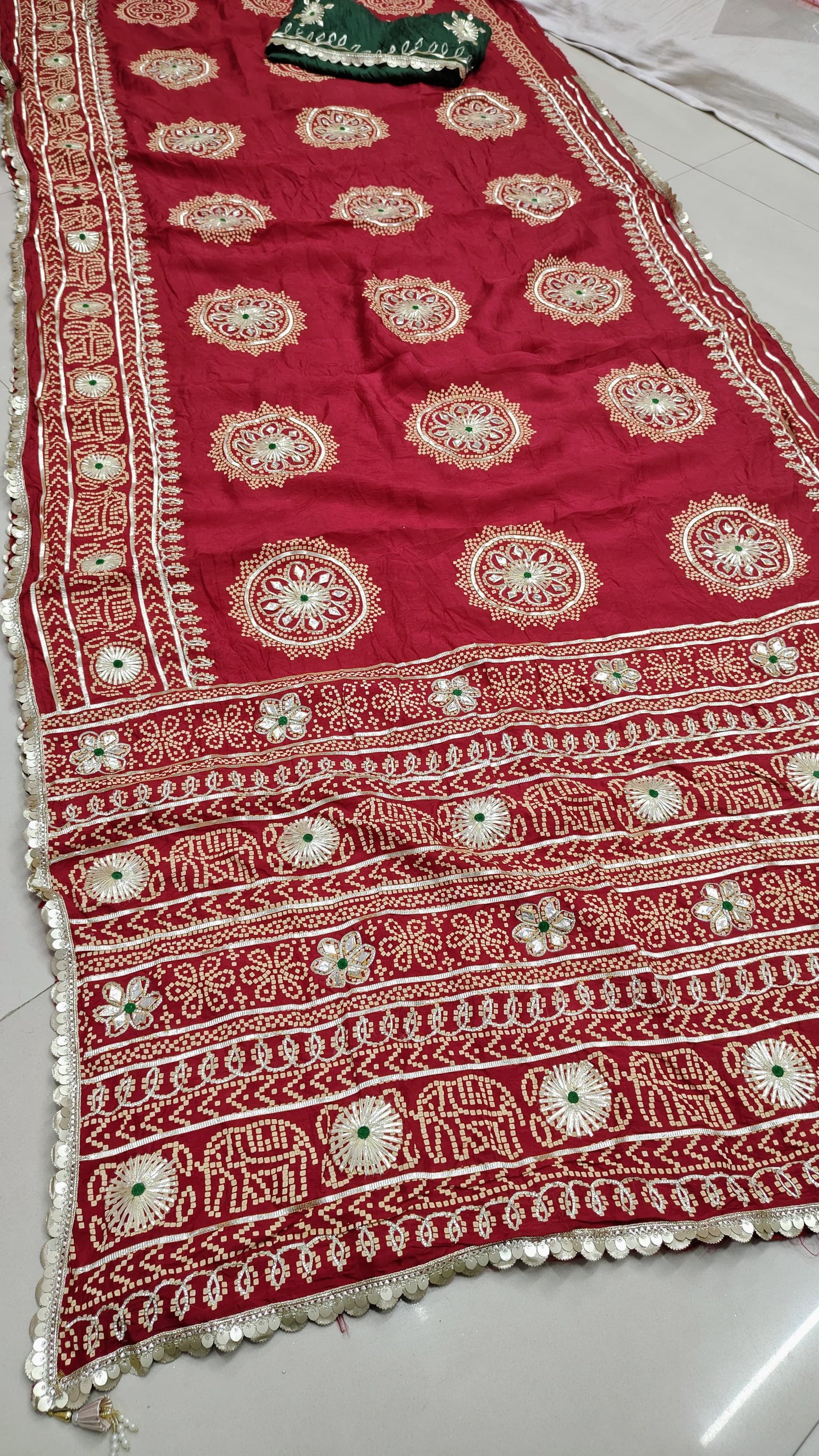 Rajwadi Bandhani Saree Pallu with Gota Patti image 2