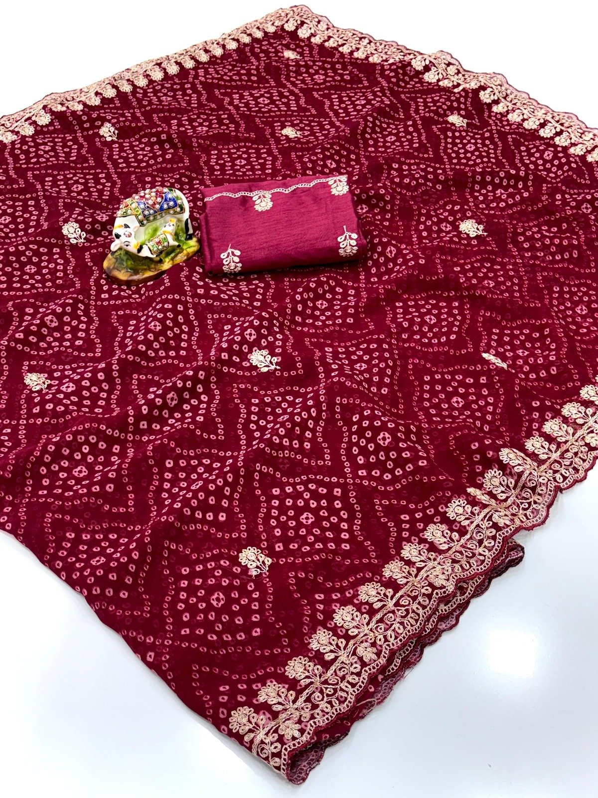 Soft Georgette Bandhej Print Saree image 7