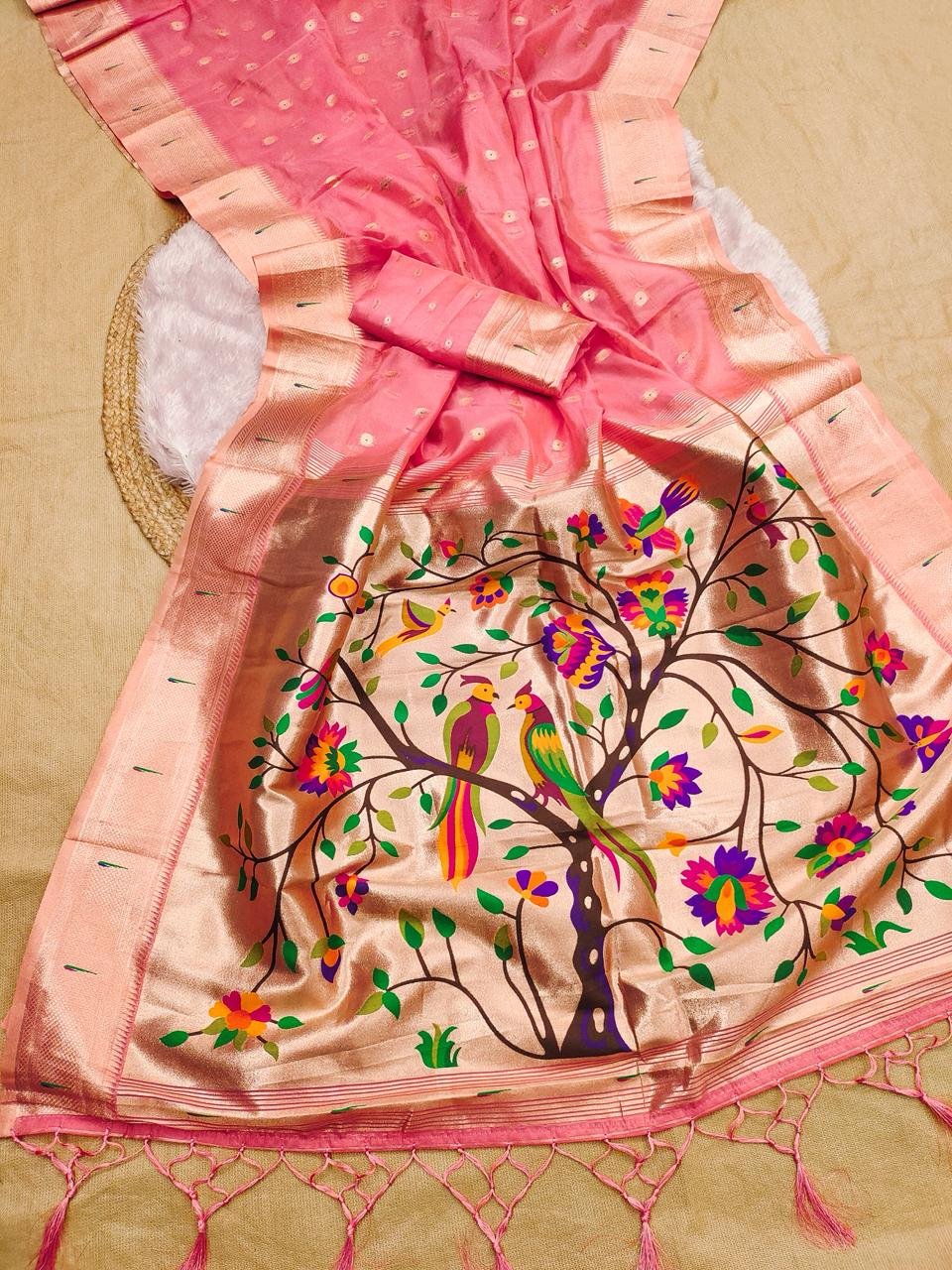 Traditional Organza Paithani image 7