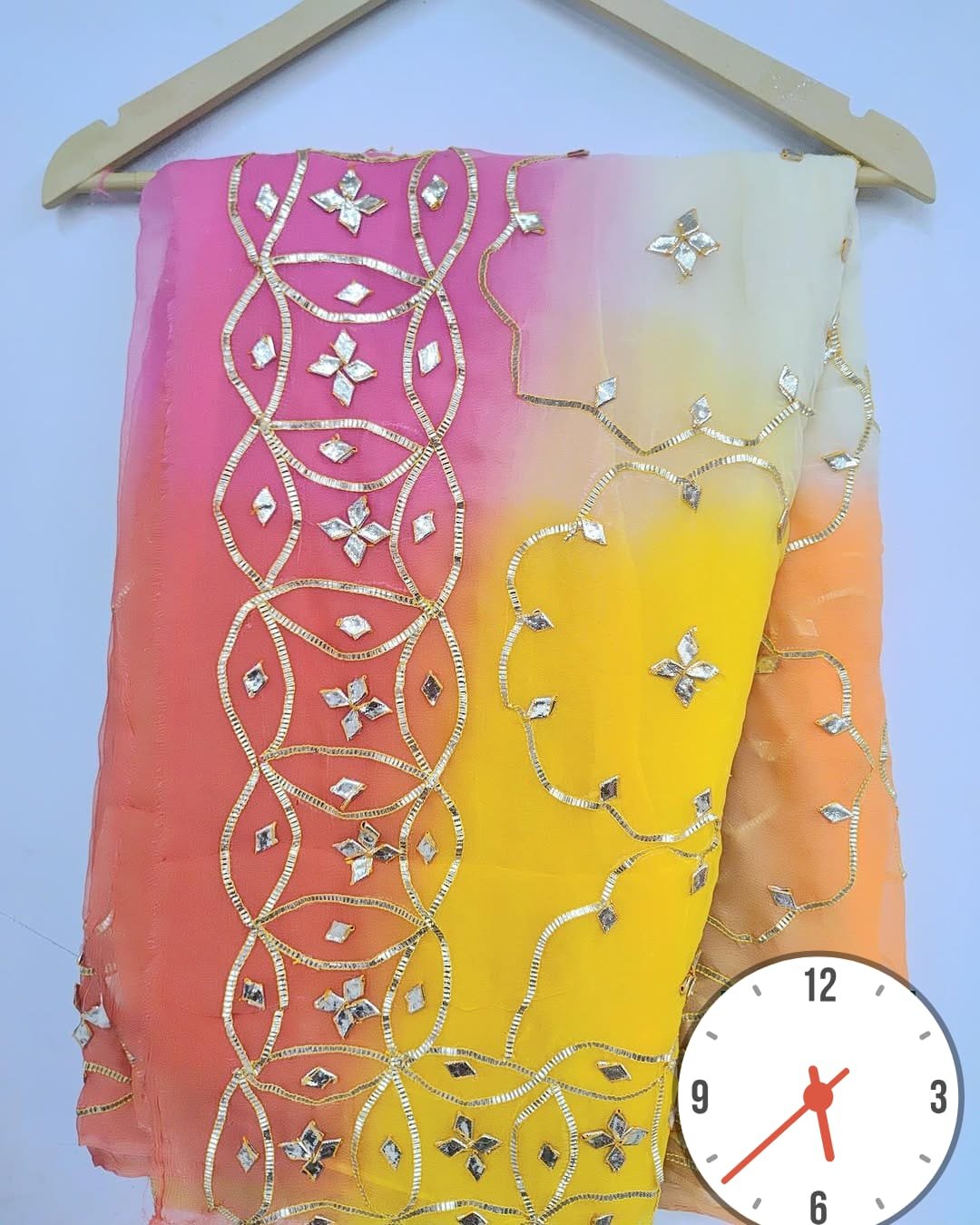 Half Pure Chiffon Saree With Gota Work image 6