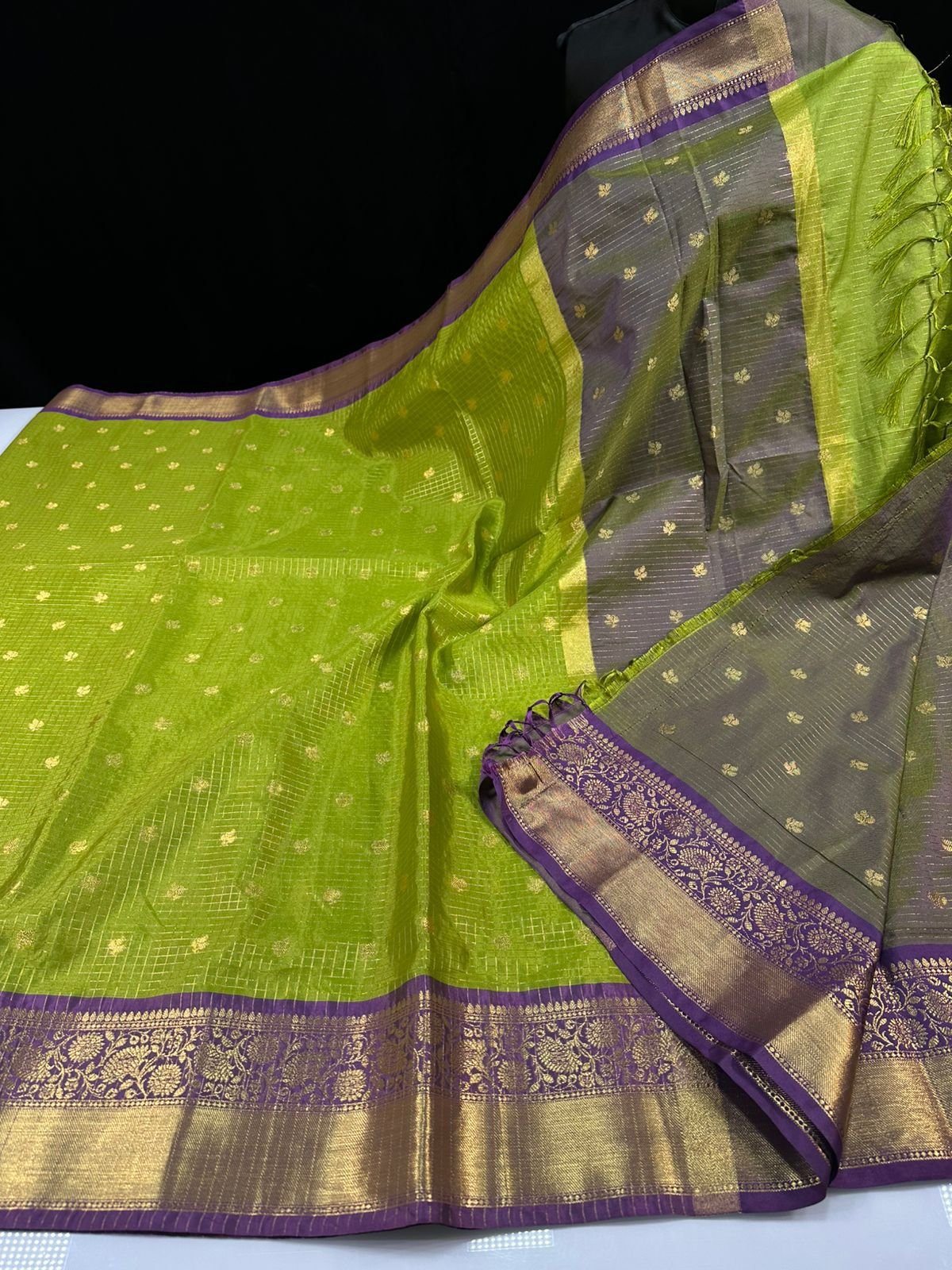 Vintage Checks Semi Silk Sarees image 2