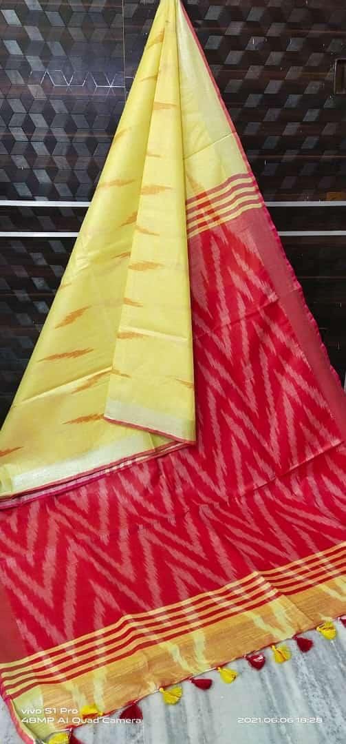 Pure linen Ikkat Sarees image 19