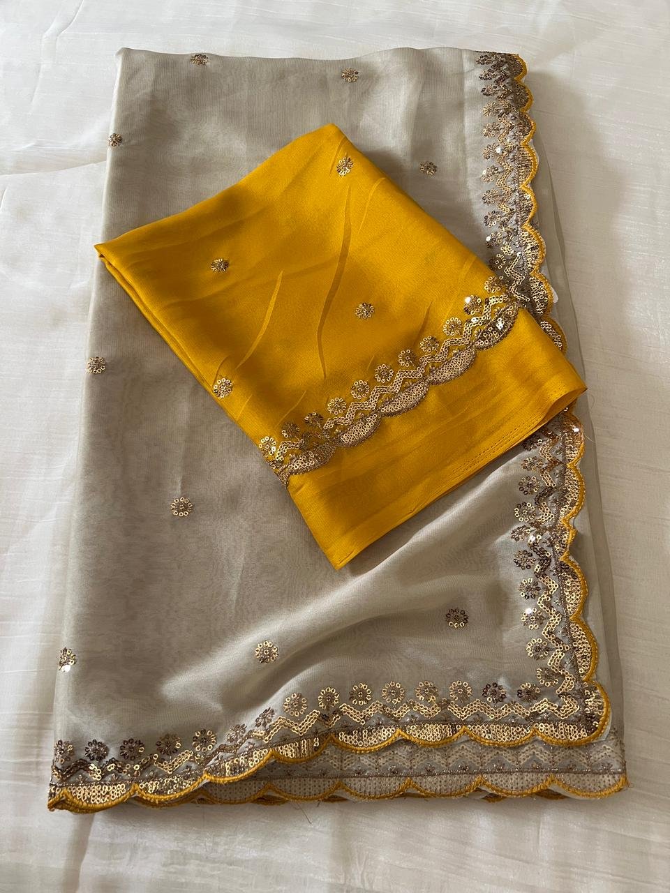 Rangoli silk saree with embroidery image 5