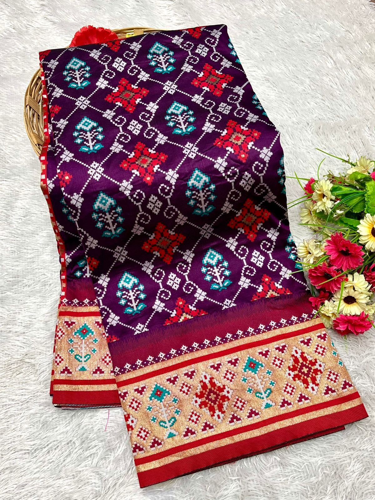 Patola Silk Saree With Paithani Touch image 10