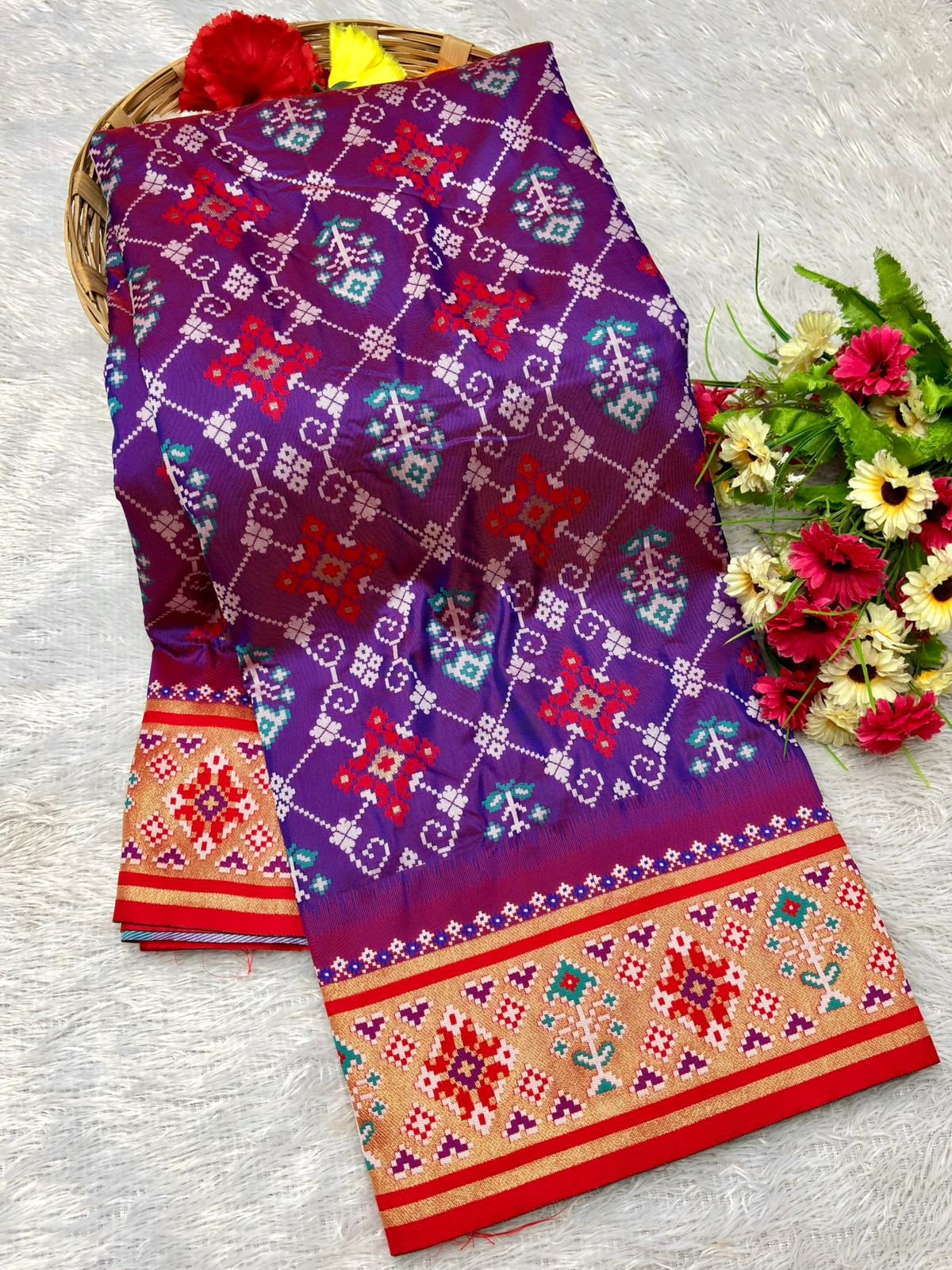 Patola Silk Saree With Paithani Touch image 13