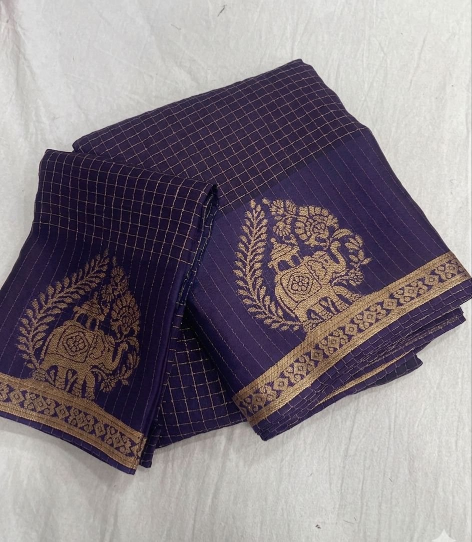 Viscose Chinon Weaving Pattern Saree image 2
