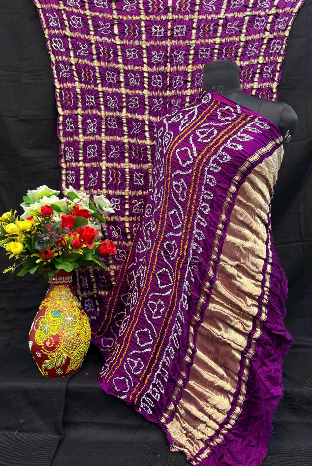 Model Gaji Silk Hand Bandhej Fancy Saree Gatchola Saree image 10