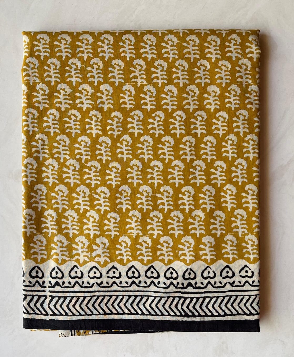 Hand Block Printed Cotton Mul Yellow image 4