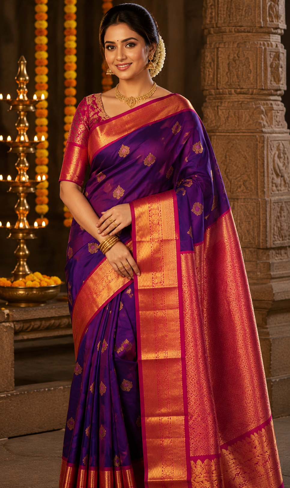 Dharmavaram Semi Silk Saree image 9