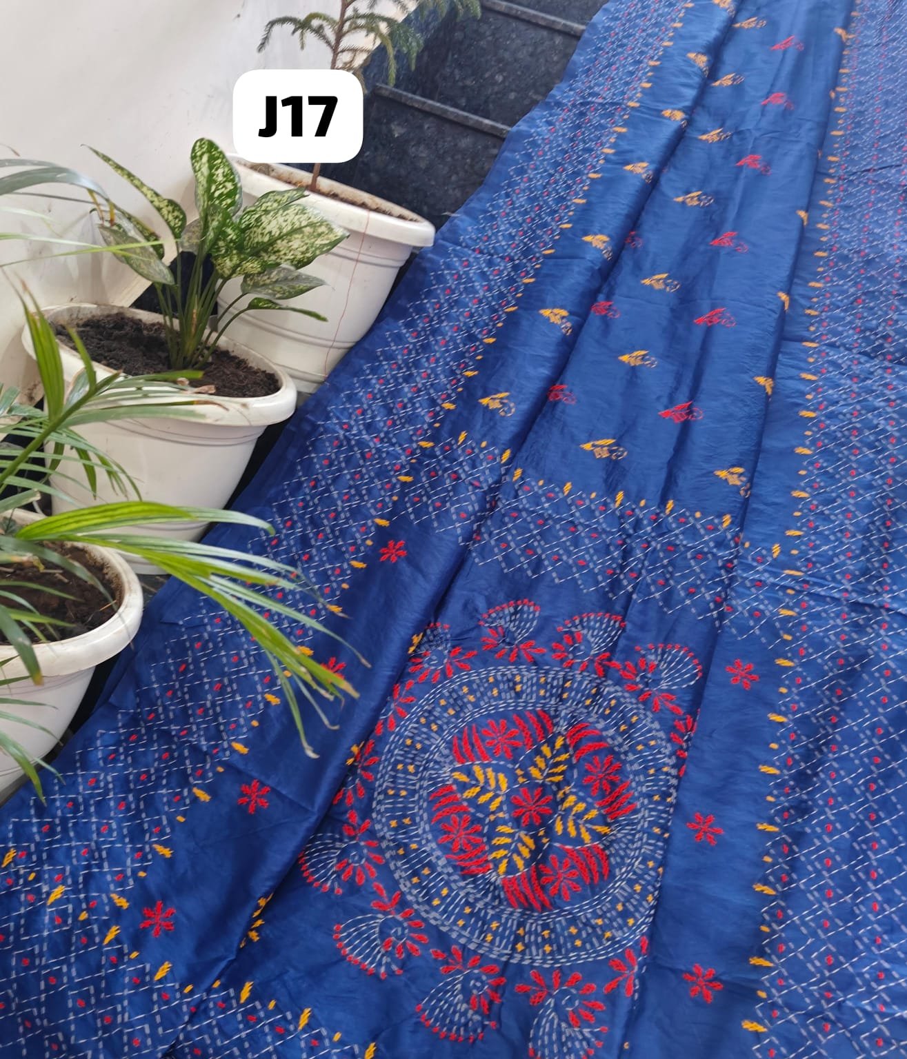 1 Chanderi Fabric Saree with Kantha work image 12