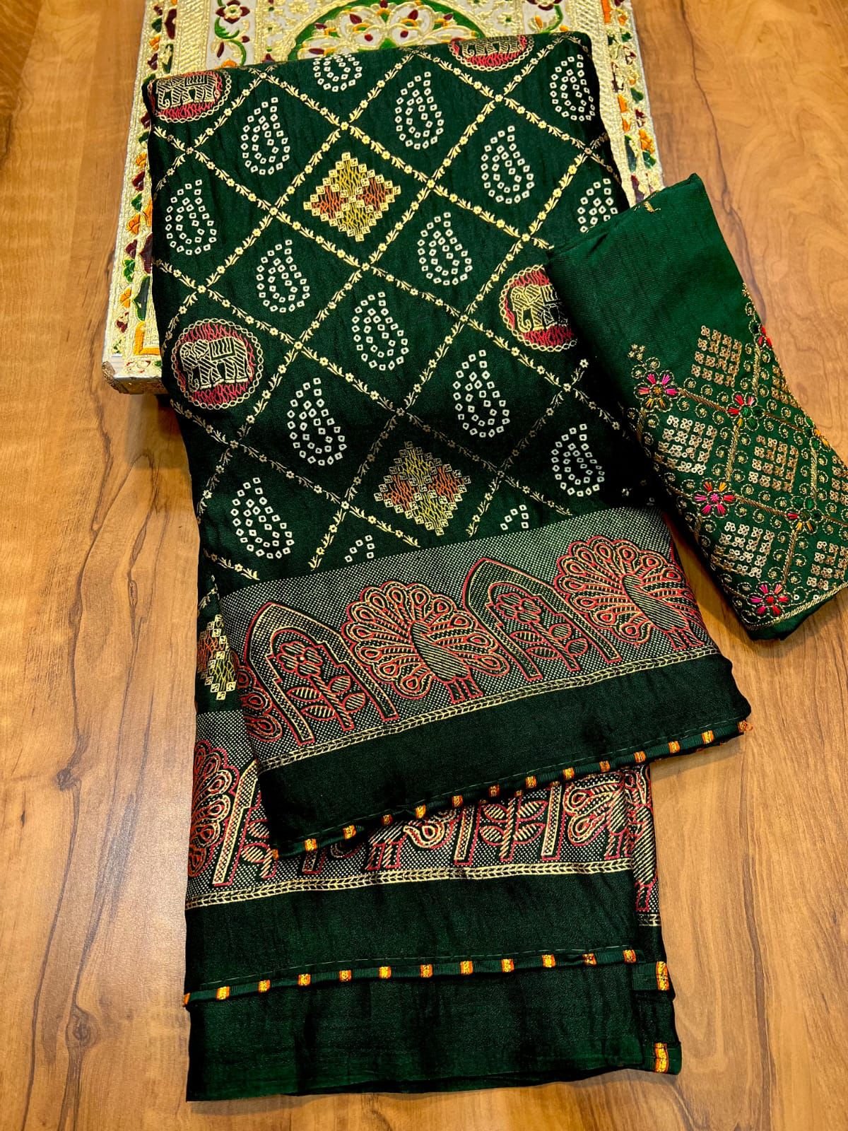 Dola Silk Bandhani Print Saree image 2