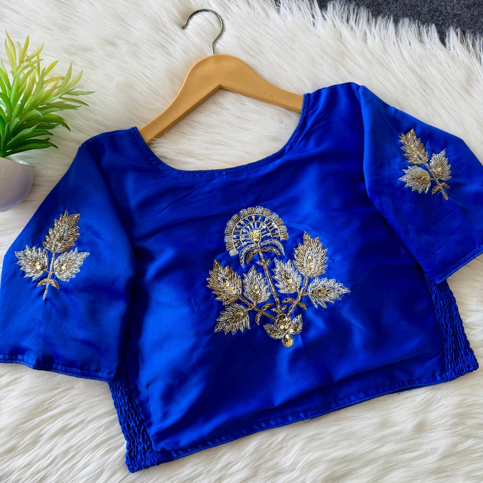 Zardosi and Cutdana Embroidery Readymade  Blouse with Elastic image 2