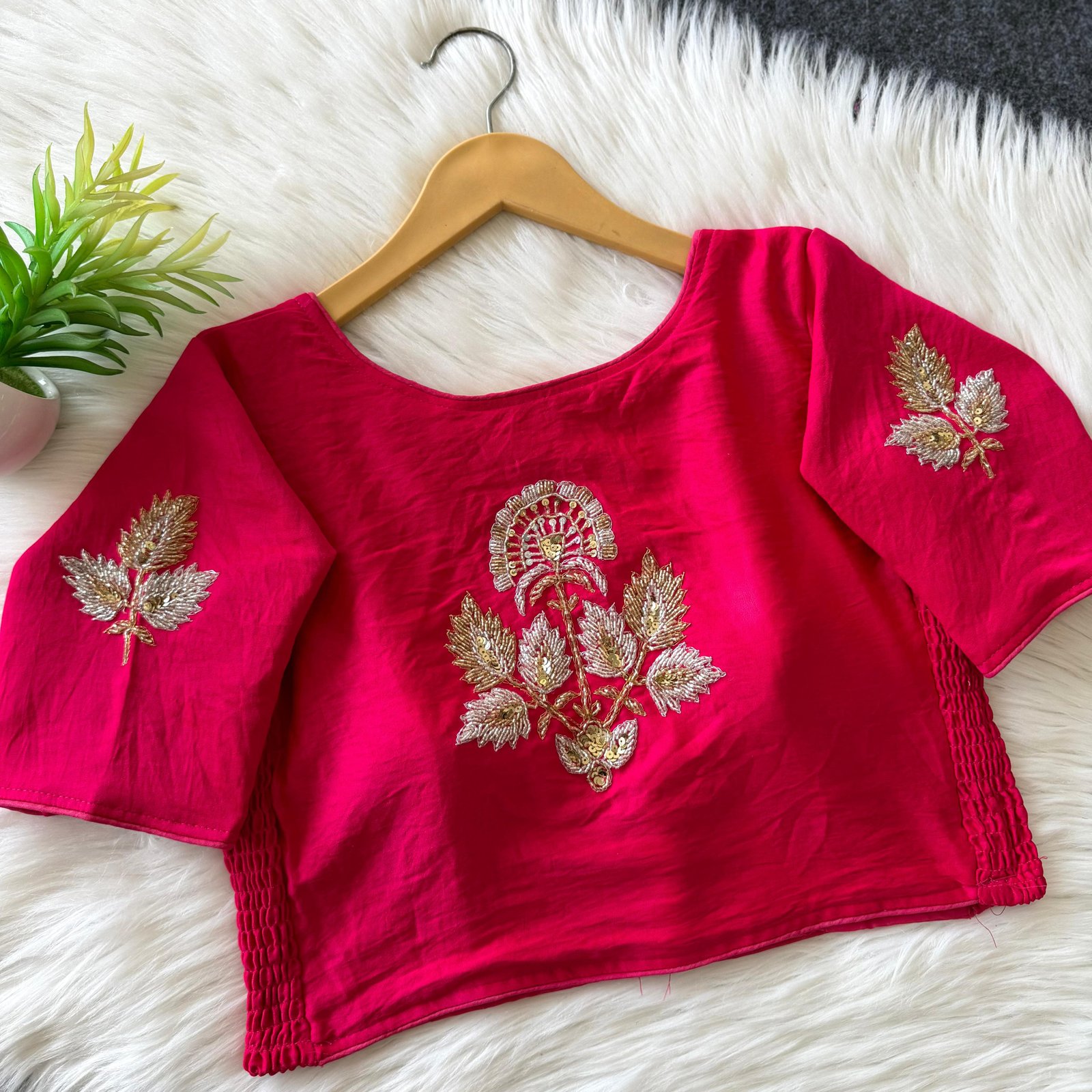 Zardosi and Cutdana Embroidery Readymade  Blouse with Elastic image 6
