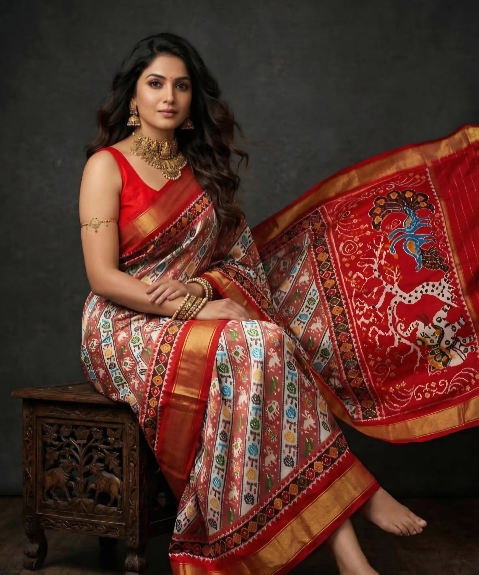 Exclusive Double weaving Ikkat printed Sarees image 7