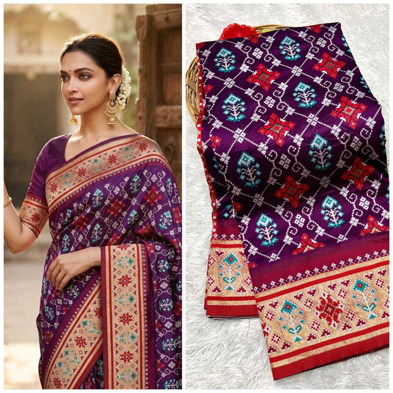 Patola Silk Saree With Paithani Touch image 20