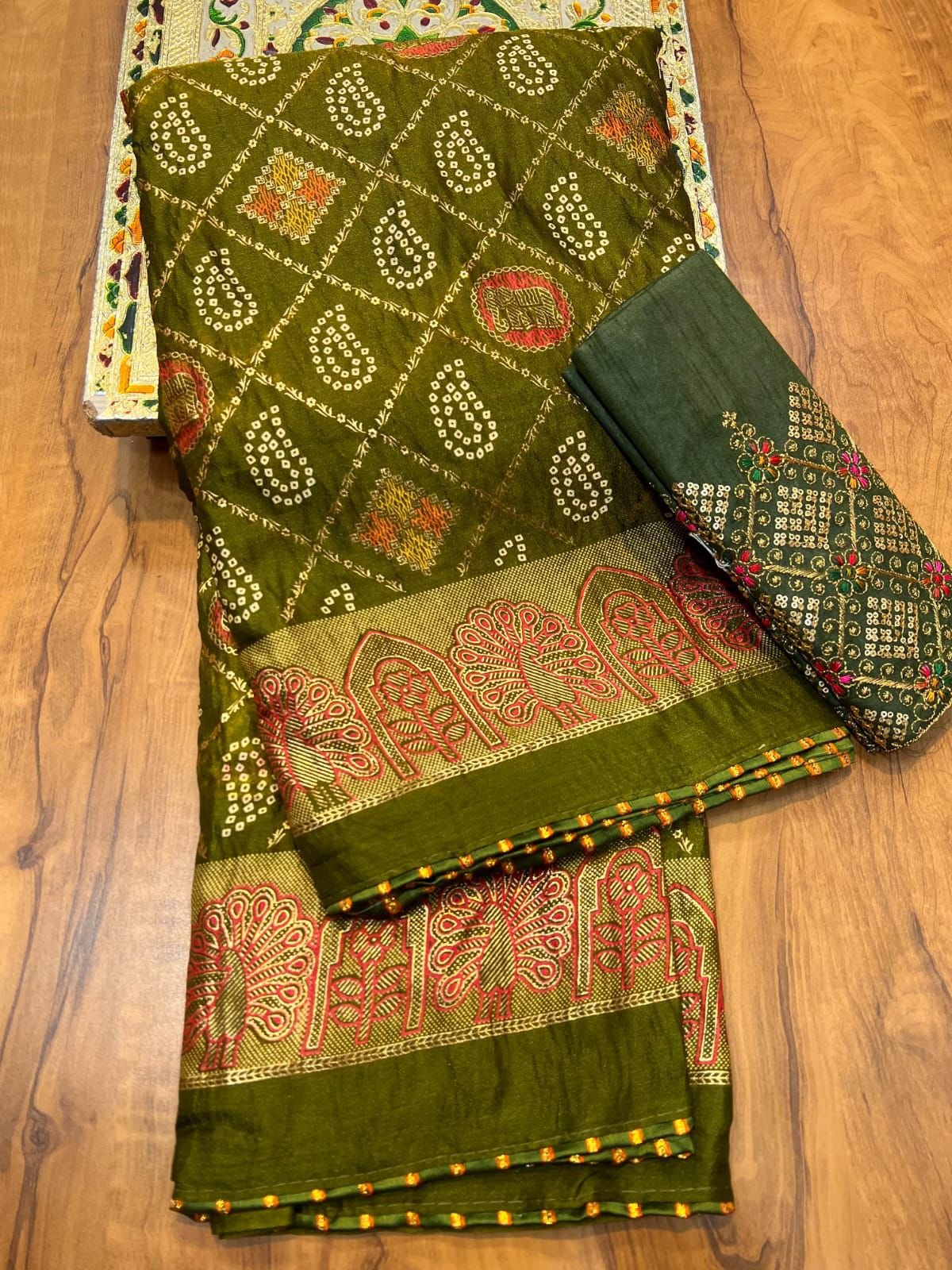 Dola Silk Bandhani Print Saree image 4