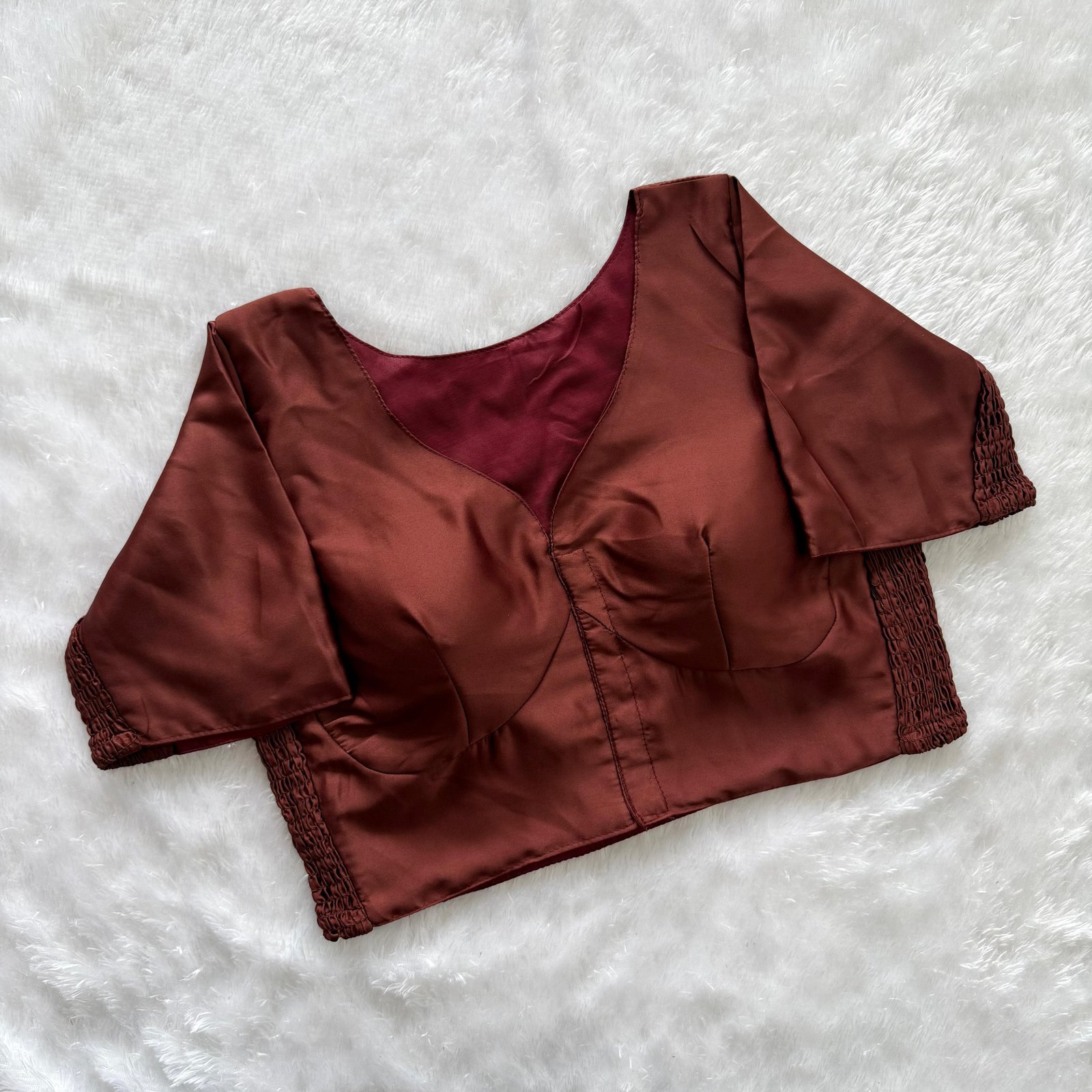 Solid Color Elastic Blouse image 13