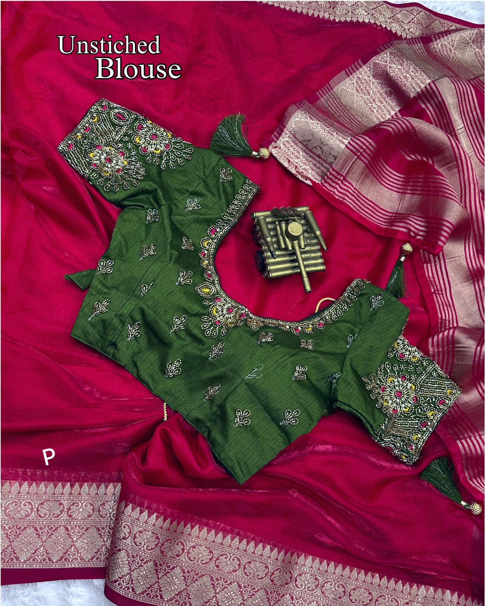 Fandy Satin Saree With Embroidery Blouse image 8